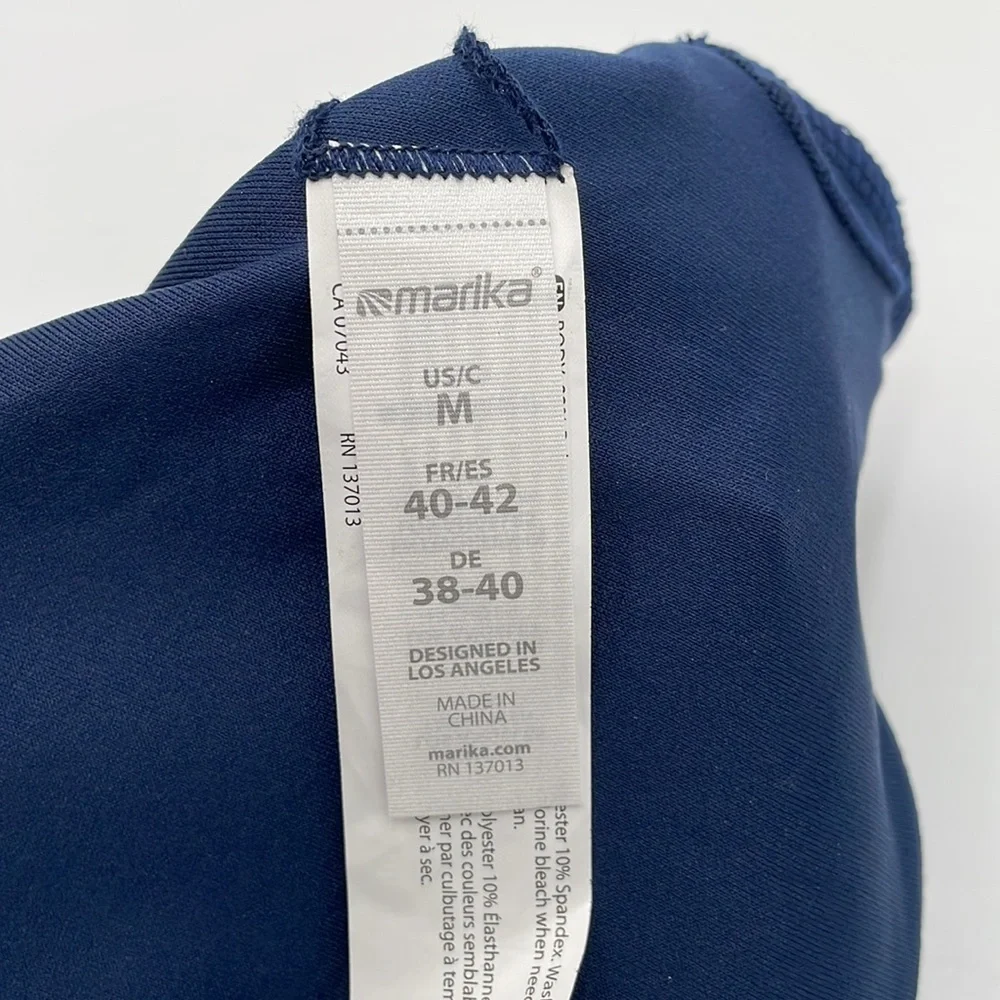 Marika Flex Navy & Metallic Silver Sports Bra Low Impact‎ Removable Bra Pads